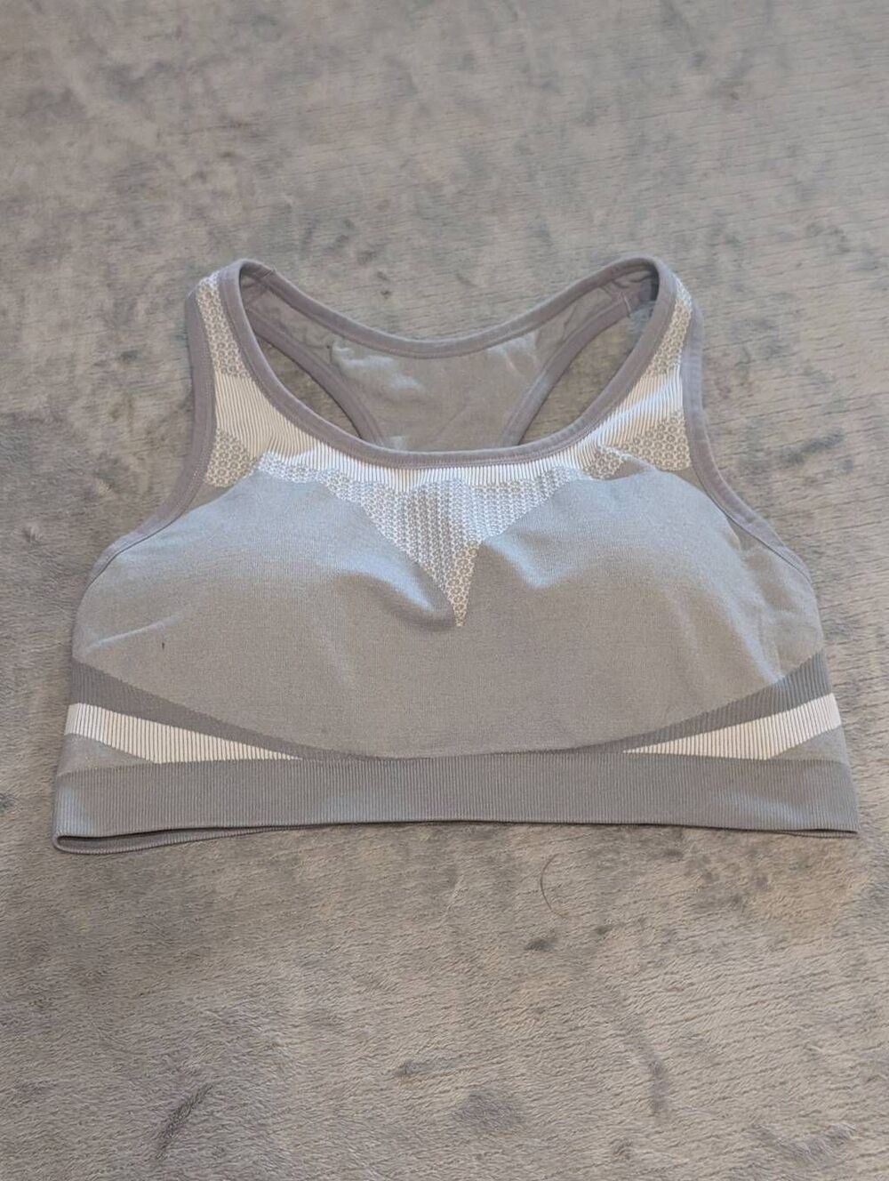 Reebok Women's Sports Bra L Gray & White Racerback